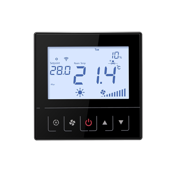 FC221W WiFi programmable fan coil thermostat with external sensor and key card dry contact